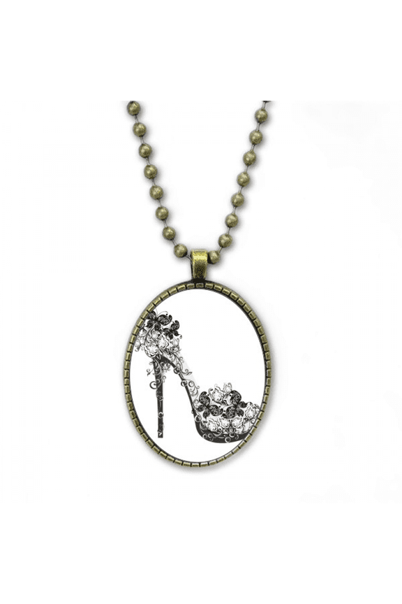 high heels shoes flower pattern necklace vintage chain bead pendant jewelry collection