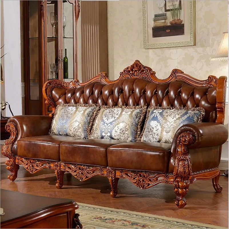 high quality European antique living room sofa furniture genuine
