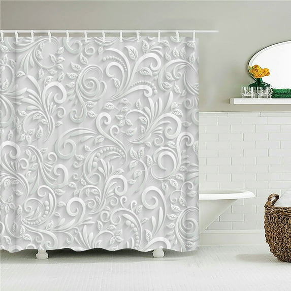 European Flower Geometry Pattern Fabric Shower Curtain Bathroom Curtains with Waterproof Printing Bath Curtain Home Decor