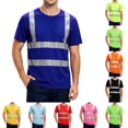 thumbnail image 1 of high vis shirts for Men Quick Dry Hi Vis Reflective Safety Short Sleeve T Shirts Construction Work Shirts with Reflective Strips Royal Blue 3XL, 1 of 6