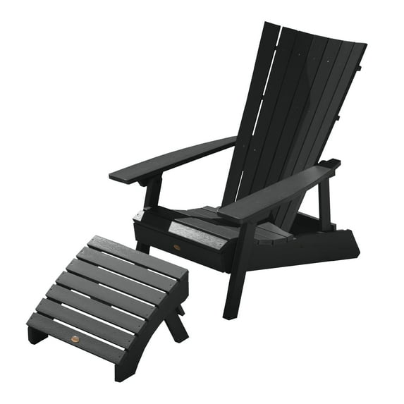 highwood Assateague Outdoor Chair and Ottoman Set by Havenside Home Black