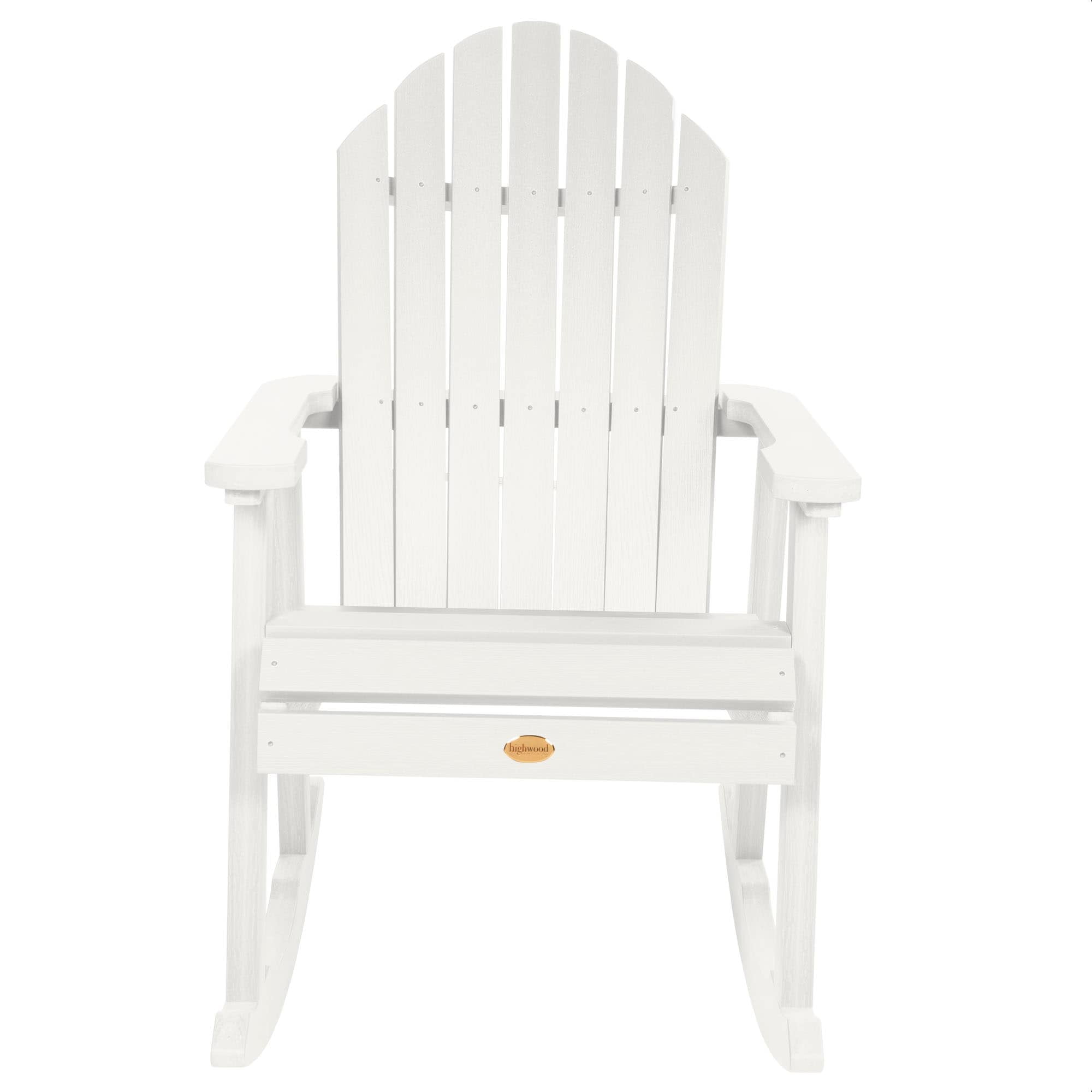 White Poly Lumber Outdoor Rocking Chair with Arms