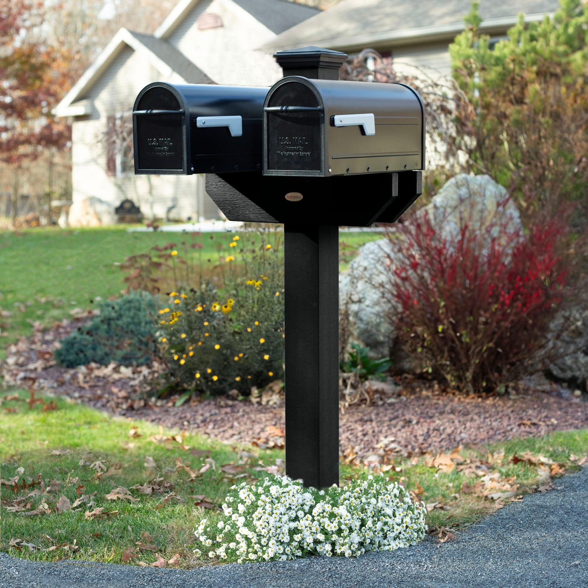 Hazelton Black Double-Sided Poly Lumber Mailbox Post