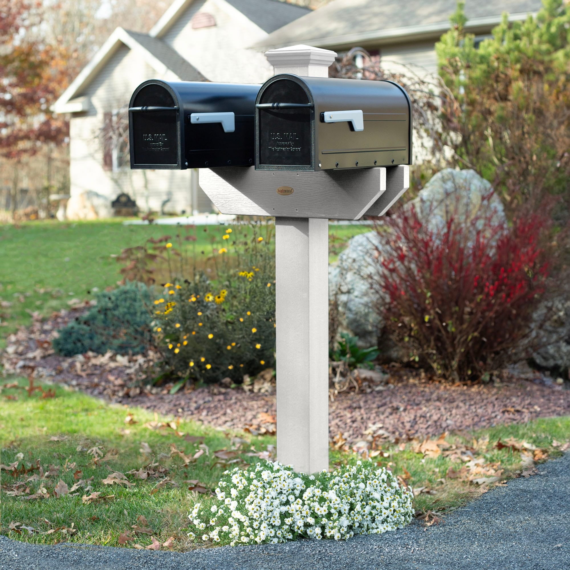 Hazelton White Poly Lumber Double Mailbox Post