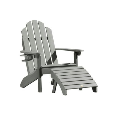 highwood Mandalay Outdoor Chair, Cupholder, and Folding Ottoman Coastal Teak