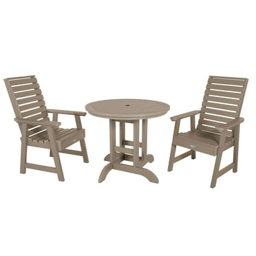 highwood Weatherly 3-piece Outdoor Dining Set - 36" Round Table, Dining-height Woodland Brown