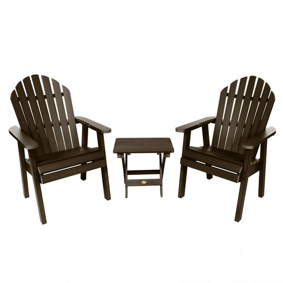 highwood Yorkville 2 Deck Chairs with 1 Folding Side Table Weathered Acorn