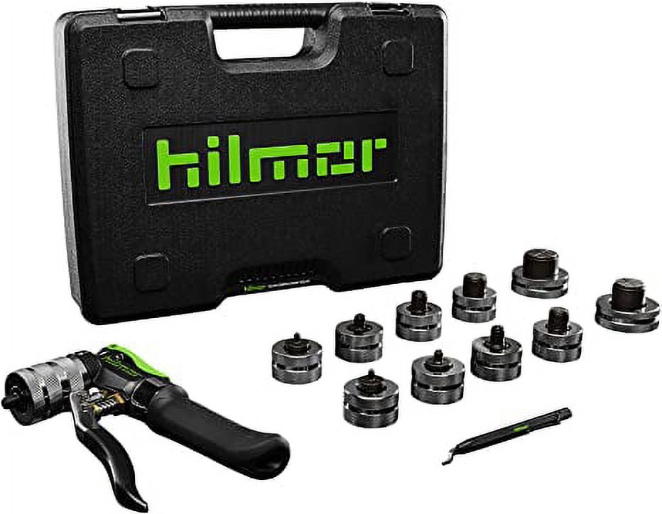 Hilmor 1839015 Compact Swage Tool – One-Handed Operation, Expands Tubing Up To 1-5/8", Includes 5 Expander Heads And Deburrer