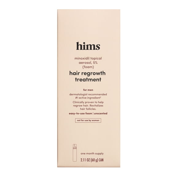 hims Extra Strength Hair Regrowth Treatment for Men with 5% Topical Minoxidil Foam for Hair Loss and Thinning Hair, Unscented No Drip Formula