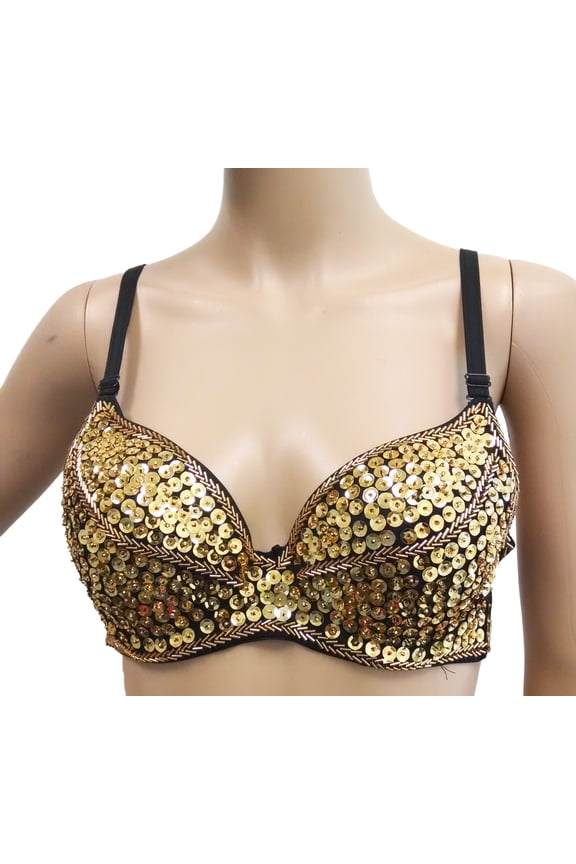 new sequin cabaret beaded accents bra top costume tribal belly dance