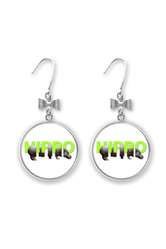 hippo body combination bow earrings drop stud pierced hook