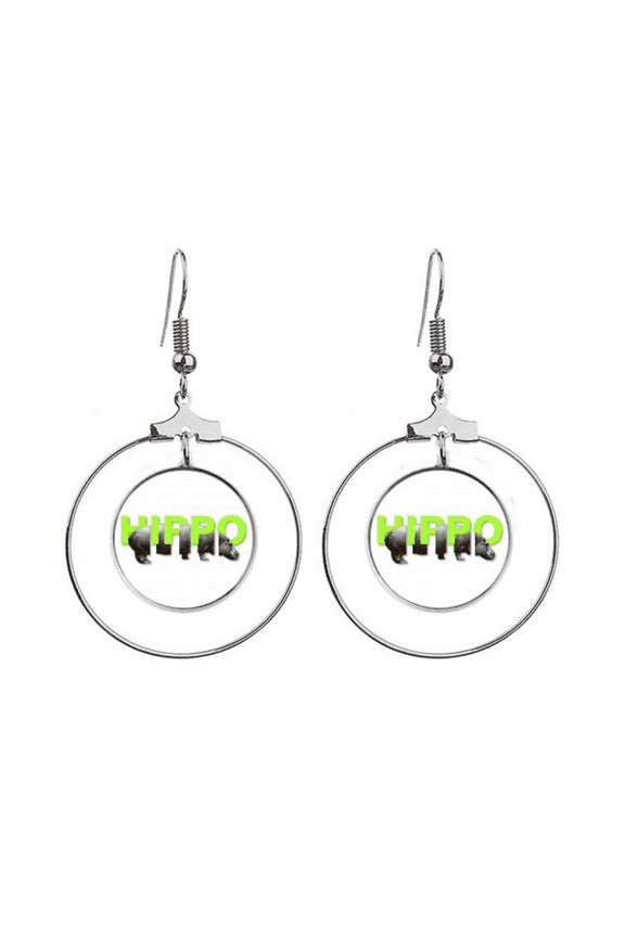hippo body combination earrings dangle hoop jewelry drop circle