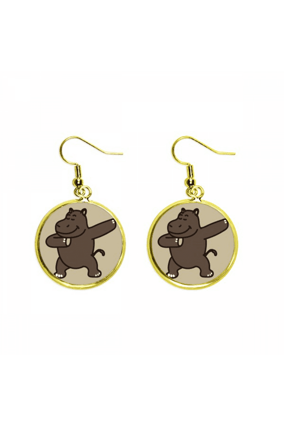 hippo standing posture art deco fashion earring dangle en drop earring jewelry woman
