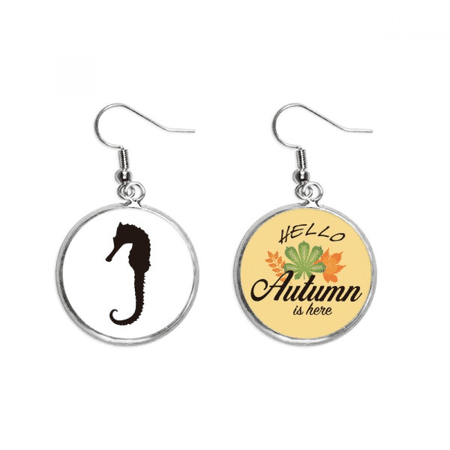 hippocampus marine life black outline earring dangle autumn earring jewelry