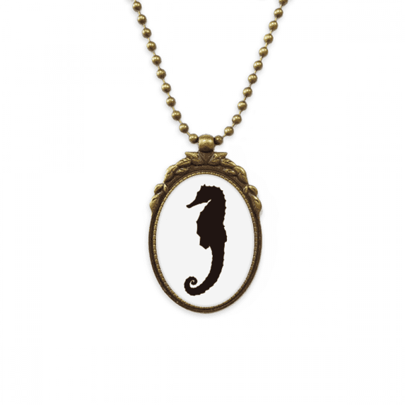hippocampus marine life black pattern antique necklace vintage bead pendant keychain