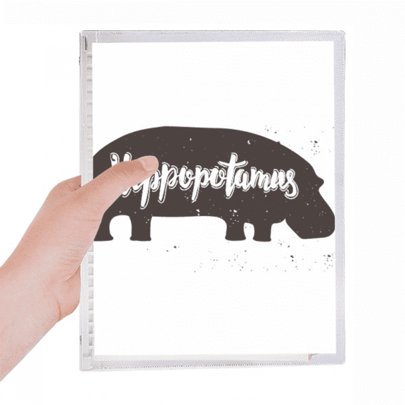 hippopotamus black and white animal notebook loose diary refillable journal statiry