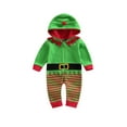 thumbnail image 1 of hirigin Baby Girls Boys Christmas Romper Stripe Patchwork Hooded Long Sleeve Zipper-Up Jumpsuits Autumn Winter Bodysuits, 1 of 8