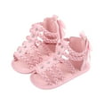 thumbnail image 1 of hirigin Baby Girls Summer Sandals, Anti-Slip PU Leather Hollow Out Flat Shoes with Back Bow, 1 of 5