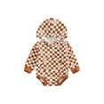 thumbnail image 1 of hirigin Baby Romper Plaid Floral Print Long Sleeve Hooded Design Pocket Decoration Bottom Snap Button Cute Jumpsuit, 1 of 8