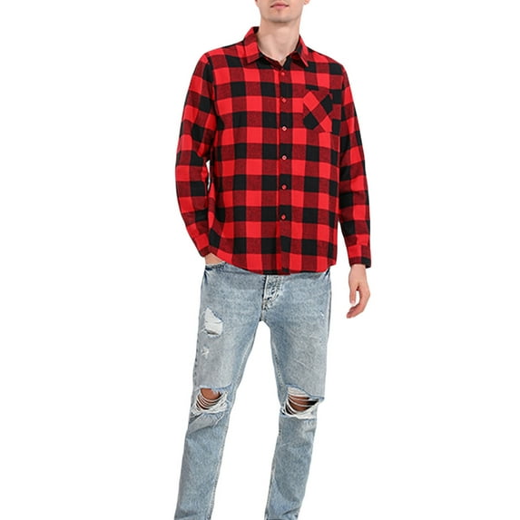 hirigin Christmas New Year Family Matching Clothes, Mother Daughter Long Sleeve Patchwork Dress, Dad Son Plaid Print Lapel Shirt