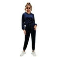thumbnail image 1 of hirigin Fall Women Velvet Tracksuits Set Solid Color Long Sleeve Hoodie Sweatshirt and Casual Drawstring Sweatpants, 1 of 9