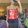 thumbnail image 1 of hirigin Female Vest, Sequins Sleeveless Strapless Casual Tops Camisole Summer Outfit, Silver, S/M/L/XL, 1 of 2