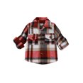 thumbnail image 1 of hirigin Kids Girls Plaid Shirt Jacket Autumn Casual Button Up Jackets Coat for Toddler Baby Outwear, 1 of 8