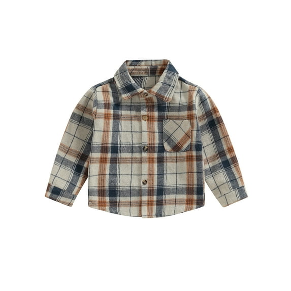 hirigin Kids Plaid Shirt Jacket Autumn Casual Vintage Long Sleeve Button Down Jackets with Pockets for Toddler Baby Boy Girl