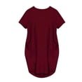 thumbnail image 1 of hirigin Large Size Casual Dresses for Women Summer Short Sleeve Round Collar Solid Color Pocket Middle Skirt, 1 of 3