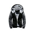 thumbnail image 1 of hirigin Men Hooded Sweatshirt Contrast Color Thickened Casual Long Sleeve Zip Winter Jacket Streetwear, 1 of 7