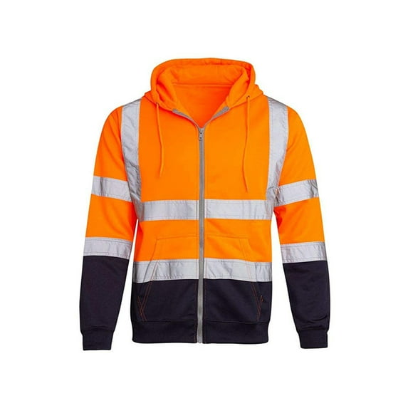 hirigin Men Outerwear Hi Viz Visibility Hooded Jacket Safety Work Hoodie Insulated Coat