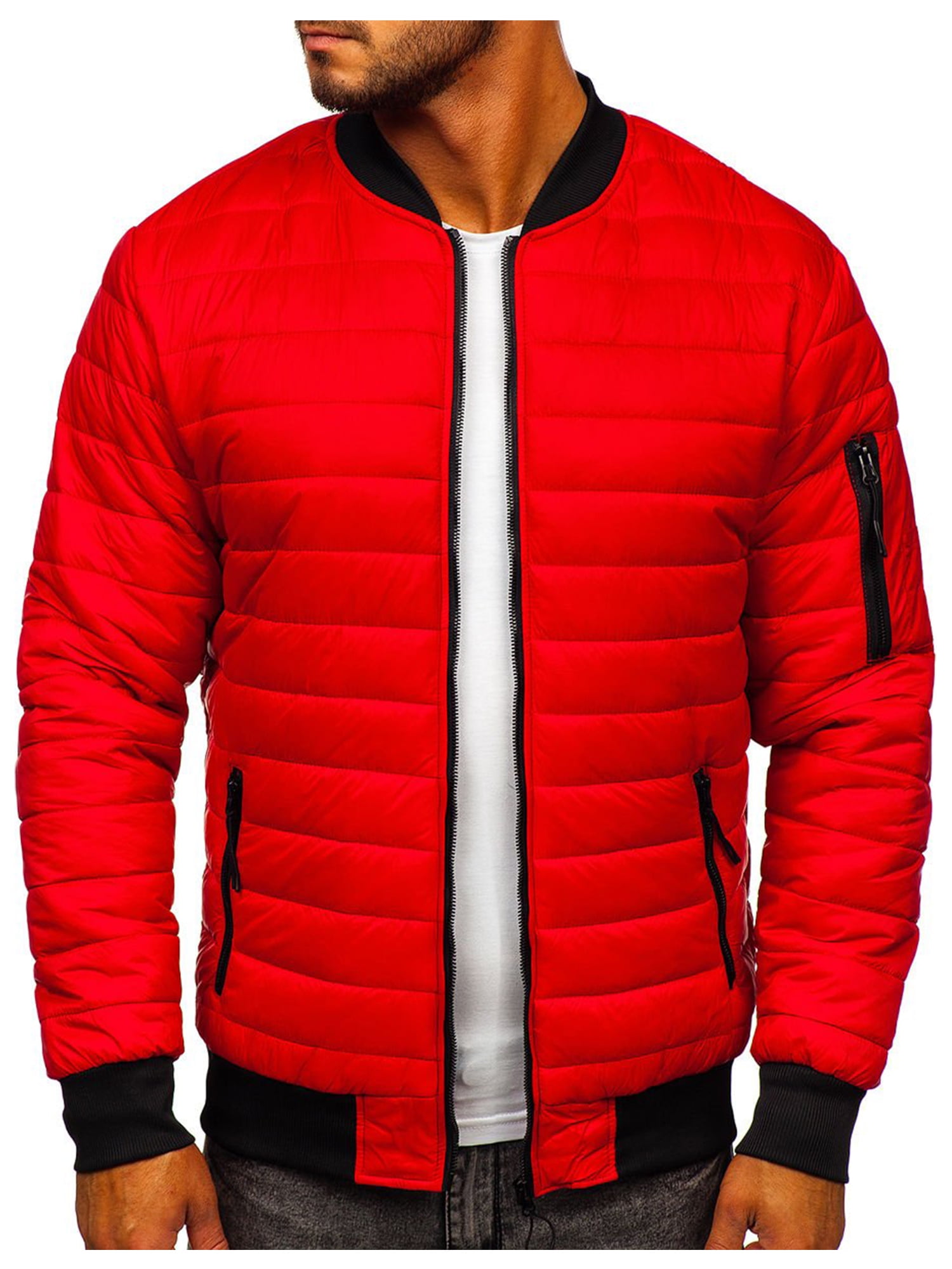 hirigin Men Winter Down Jacket, Stand Neck Long Sleeves ZipUp Puff