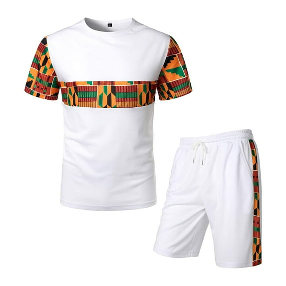hirigin Men’s 2 Piece Tracksuit Short Sleeve T-Shirts + Drawstring Shorts