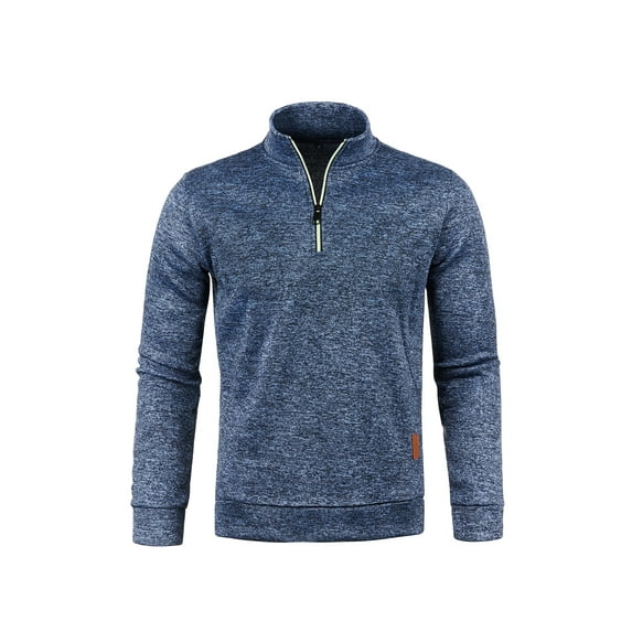 hirigin Men's Autumn Thin Fleeced Tops, Long Sleeve Stand Collar Half Zipper Loose Casual Pullover