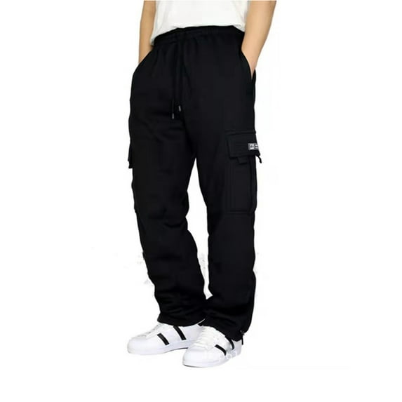 hirigin Men's Casual Cargo Sports Trousers, Drawstring Elastic Waist Loose Thicken Dance Jogger Pants