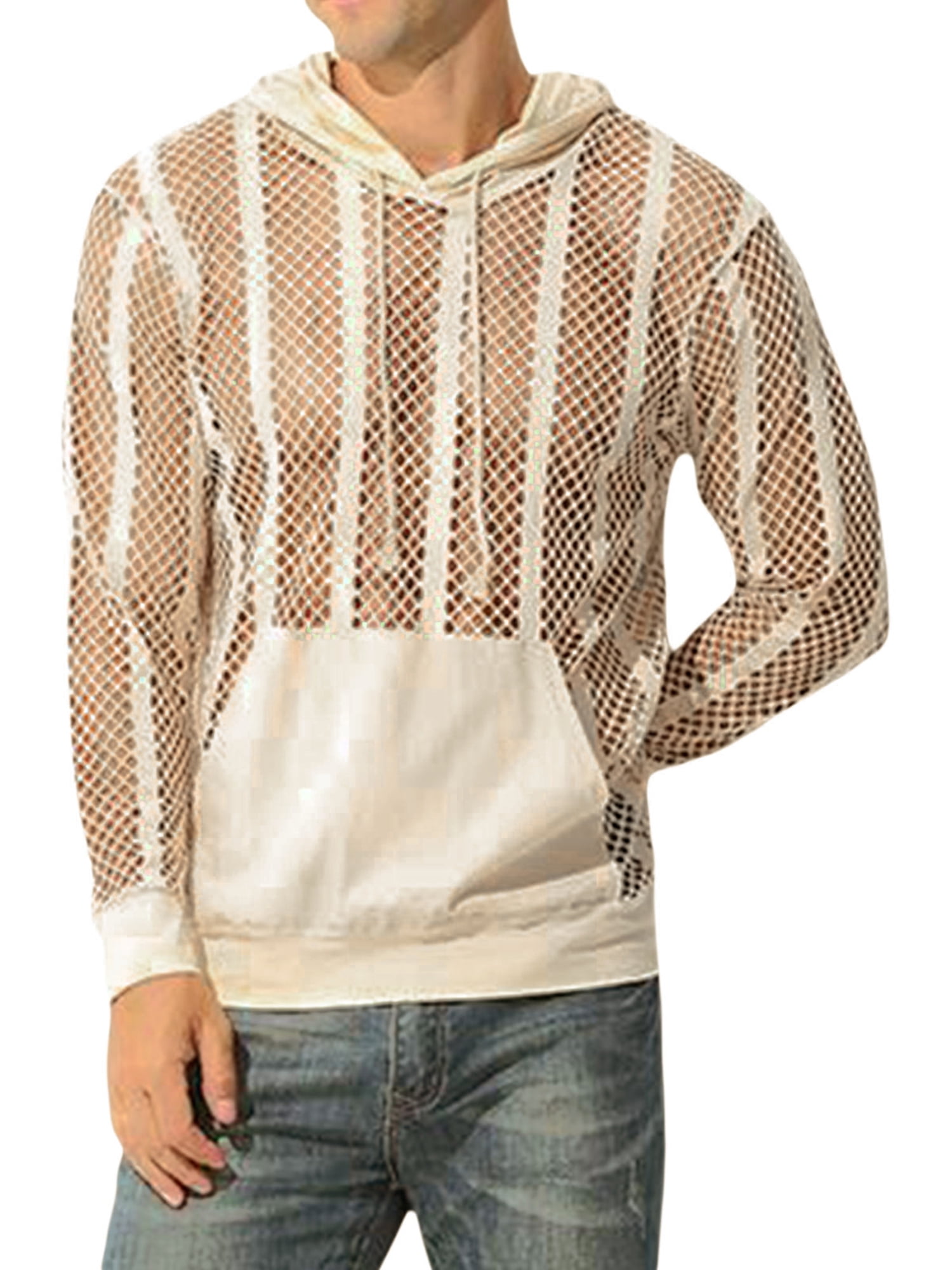 Fishnet drawstring best sale hooded sweatshirt