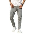 thumbnail image 1 of hirigin Men's Skinny Ripped Denim Pants, Mid Rise Tapered Leg Washed Distressed Stretch Jeans, 1 of 6