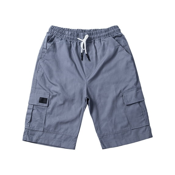 hirigin Men's Sports Casual Cargo Shorts Drawstring Loose Elastic High Waist Short Pants with Pockets