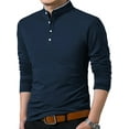 thumbnail image 1 of hirigin Men's Spring Autumn Slim Tops Solid Color Long Sleeve Stand Collar Button Shirts, 1 of 2