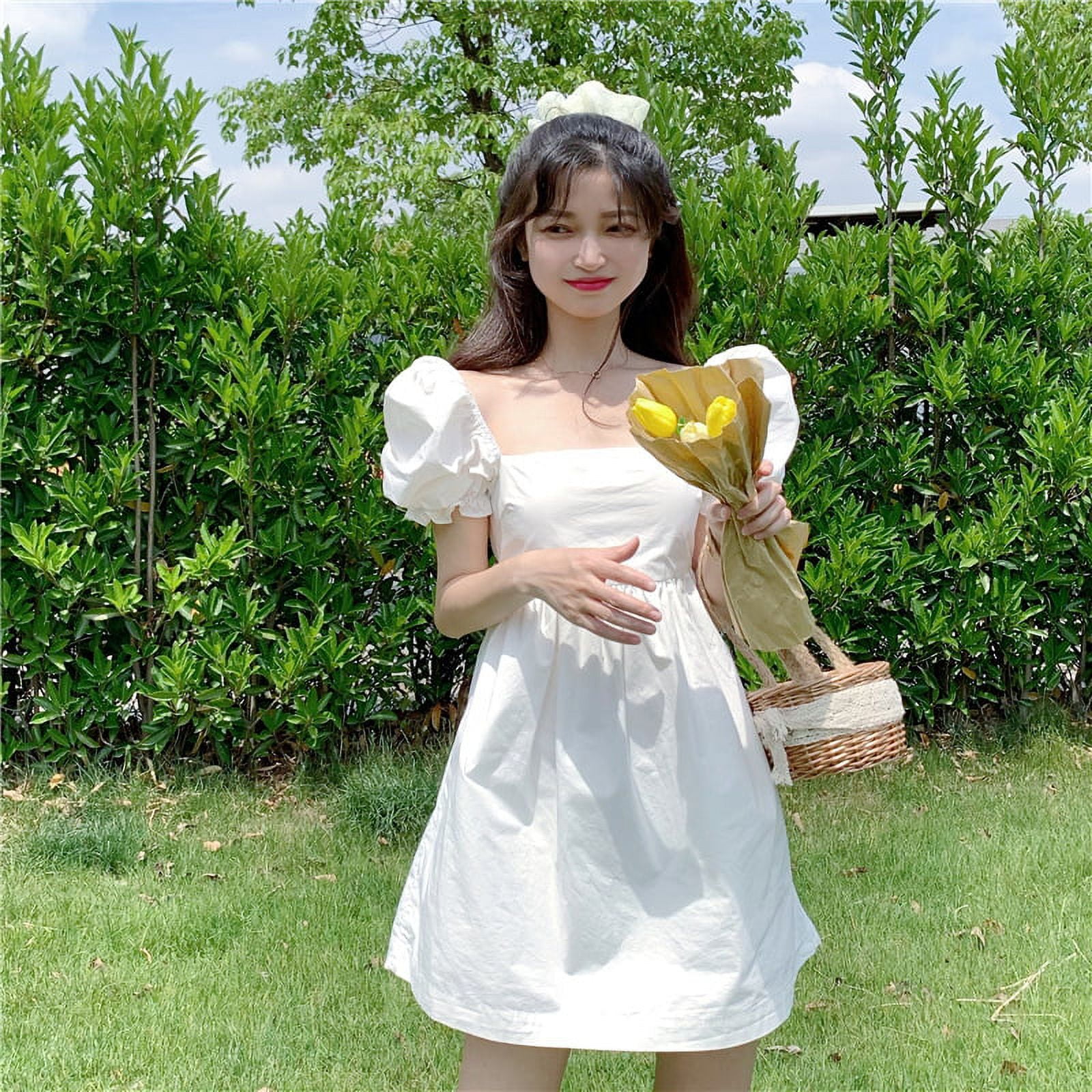 White dress cheap neck design