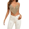 thumbnail image 1 of hirigin Sparkly Tops for Women Sleeveless Backless Sliver Crop Top Sexy Rhinestone Halter Top Night Club Outfits, 1 of 7