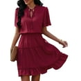 thumbnail image 1 of hirigin Summer Dresses for Women, Frilly Flounce Solid Color Short-Sleeve Slim-Waist One-Piece for Ladies, S/M/L/XL, 1 of 6
