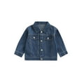 thumbnail image 1 of hirigin Toddler Boys Girls Denim Jackets, Fashion Long Sleeve Button Down Solid Color Jean Jackets, 1 of 8