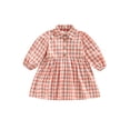 thumbnail image 1 of hirigin Toddler Kids Girls Cute Dress Plaid Turn-Down Collar Long Sleeve Buttons Dress Spring Autumn Casual A-line Dress, 1 of 8
