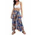 thumbnail image 1 of hirigin Women Boho High Waist Wide Leg Pants Summer Casual Palazzo Flowy Front Ties Beach Trousers Bohemian Clothes, S/ M/ L/ XL, 1 of 8
