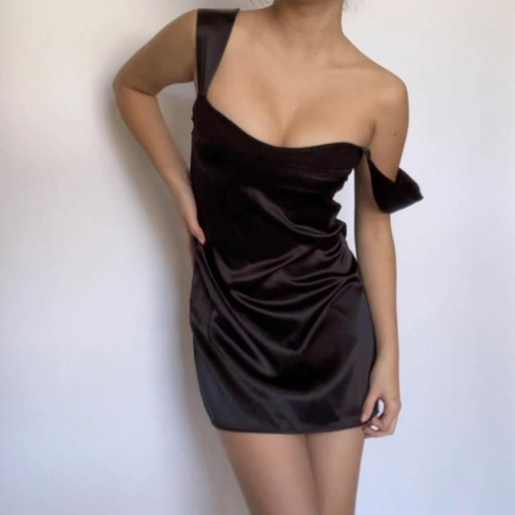 hirigin Women Casual Dress, Sleeveless Backless Solid Color/Color-Contrast Low Cut Sling Short Dress