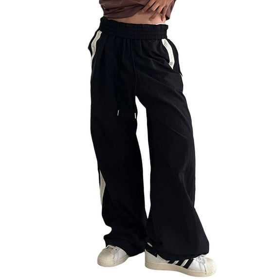 hirigin Women Casual Trousers with Striped Pattern, Elastic Waist Drawstring Loose Version Spring Clothing