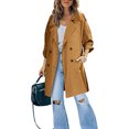 thumbnail image 1 of hirigin Women Double Breasted Trench Coat Mid Long Classic Lapel Windproof Slim Outerwear Coats Long Autumn Jacket, 1 of 9