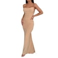 thumbnail image 1 of hirigin Women Evening Party Long Dress Solid Color Low-Cut Sleeveless Sling Dress Spaghetti Strap Tie-Up Backless Bodycon Dress, 1 of 9