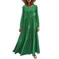 thumbnail image 1 of hirigin Women Fashion Loose Long Dress Solid Color Round Neck Long Sleeve Asymmetric Swing Dress Spring Autumn Beach Dress, 1 of 5